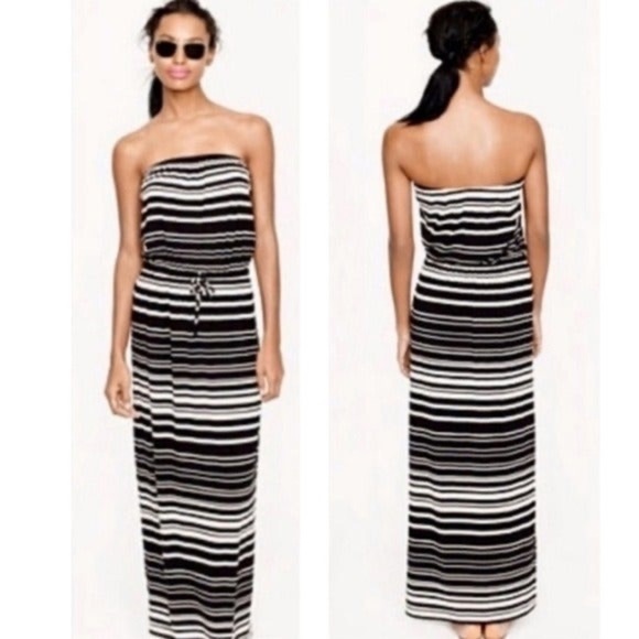 J. Crew Dresses & Skirts - J. Crew Navy Blue/Cream Striped Strapless Maxi Dress Size XXS